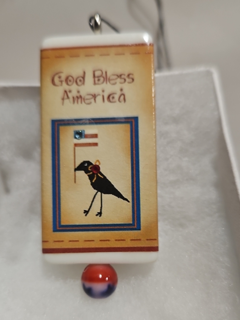 Patriotic Bird Pendant Necklace - White and Red Accent